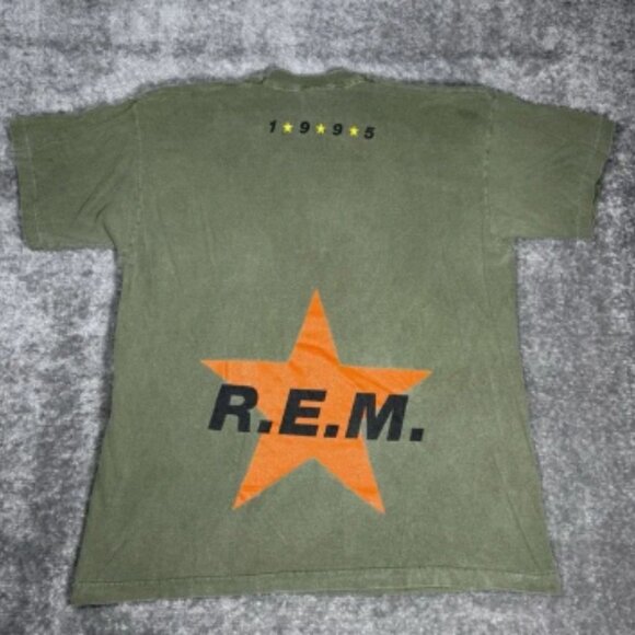1995 R.E.M. Monster Shirt XL Green Star REM True Vintage Fruit of the‎ Loom - Picture 2 of 10